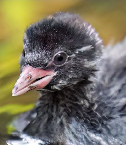 Zwergtaucherküken,Kopf in Großaufnahme