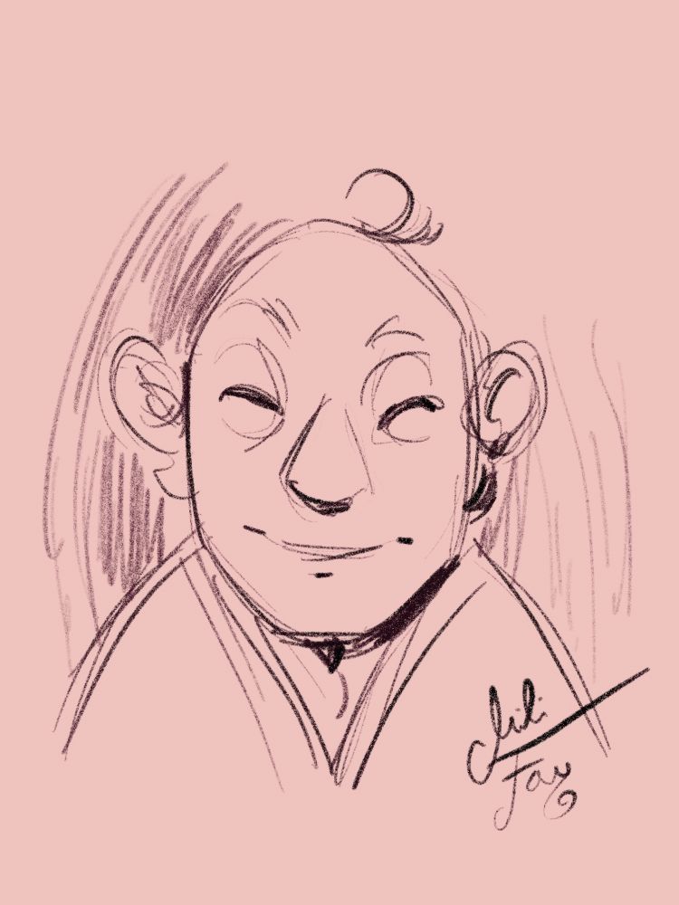 An old, asian man, 30-45 sec sketch.