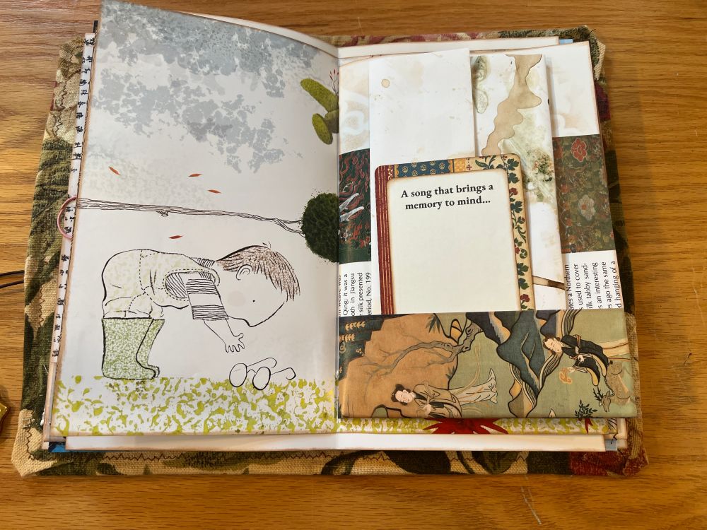 Open page spread of junk journal