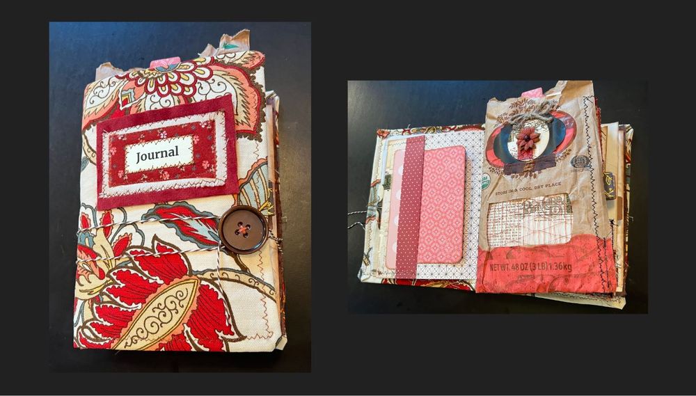 Junk Journal cover and inside with a potato bag