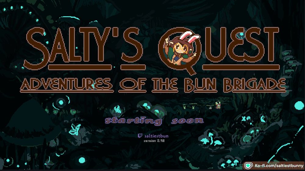 screenshot of saltiestbun's starting soon screen for twitch