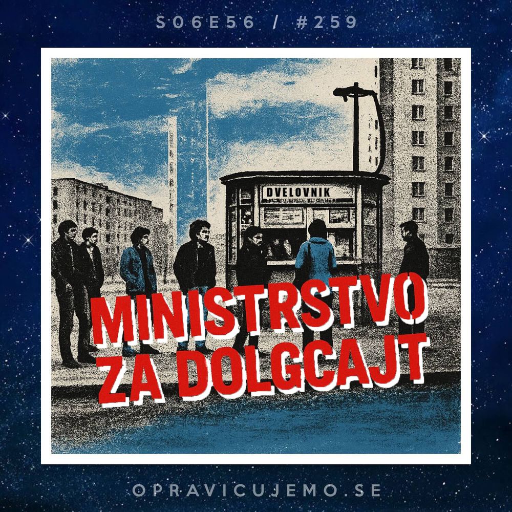 Ministrstvo za Dolgcajt. 

Naslovnica po navdihu abluma Dolgcajt znane moščanske zasedbe Pankrti, ki jo je oblikoval Etbin Štefančič – Edi.