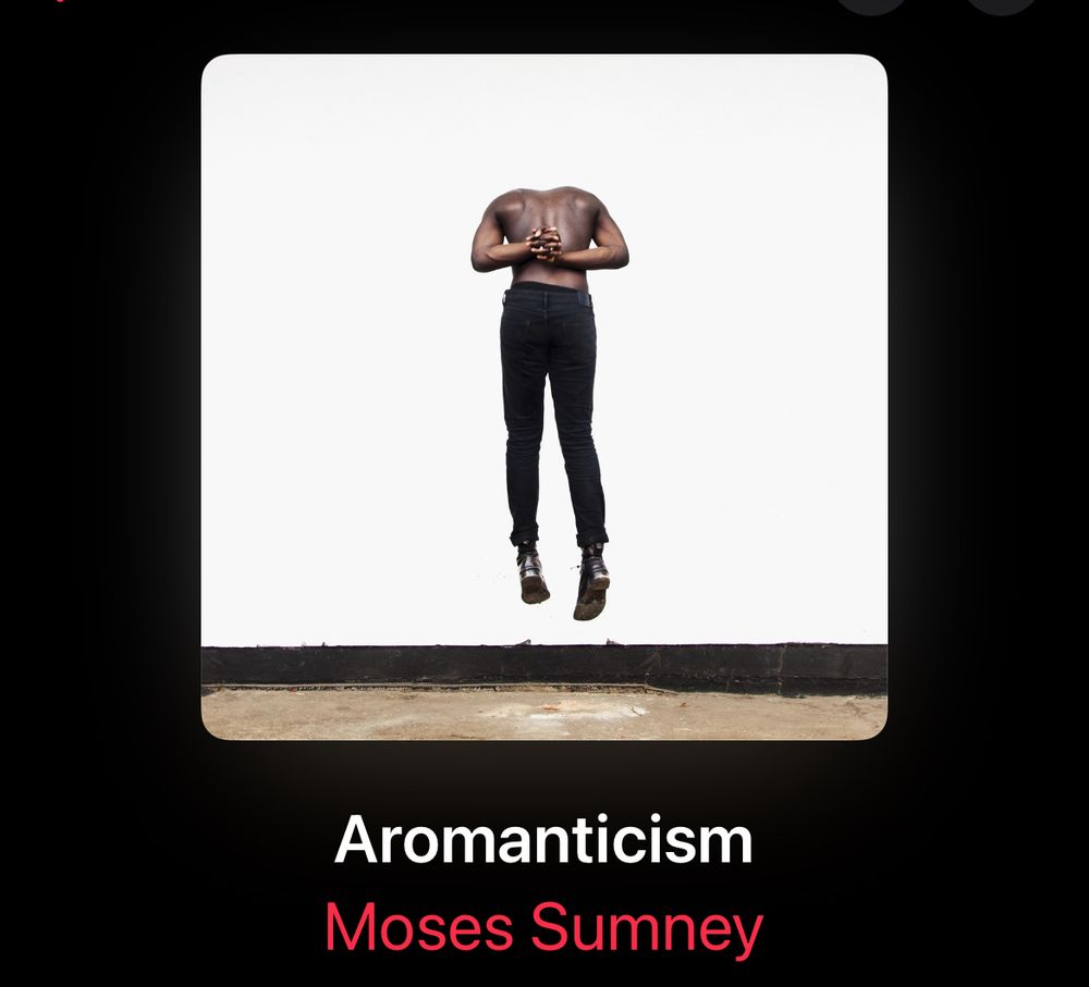 Album cover for Aromanticism by Moses Sumney. He is standing
