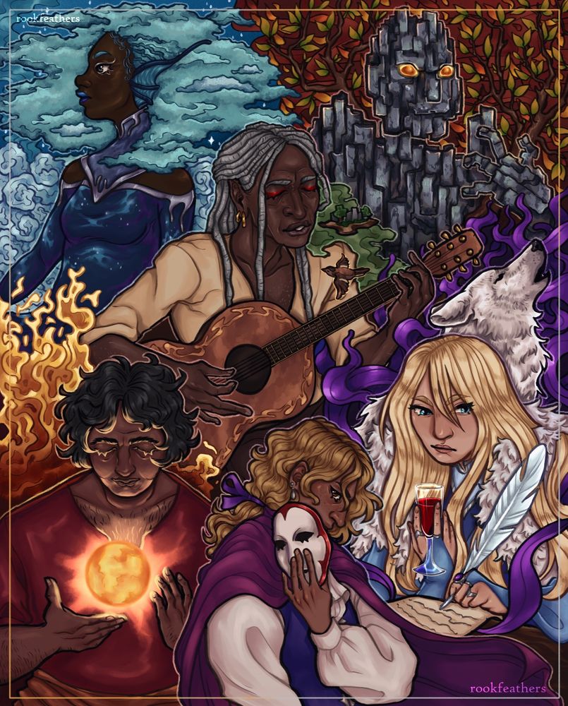 full art of Severea, Galenica, Samol, Samothes, Samot and Maelgwyn made for Hieron zine