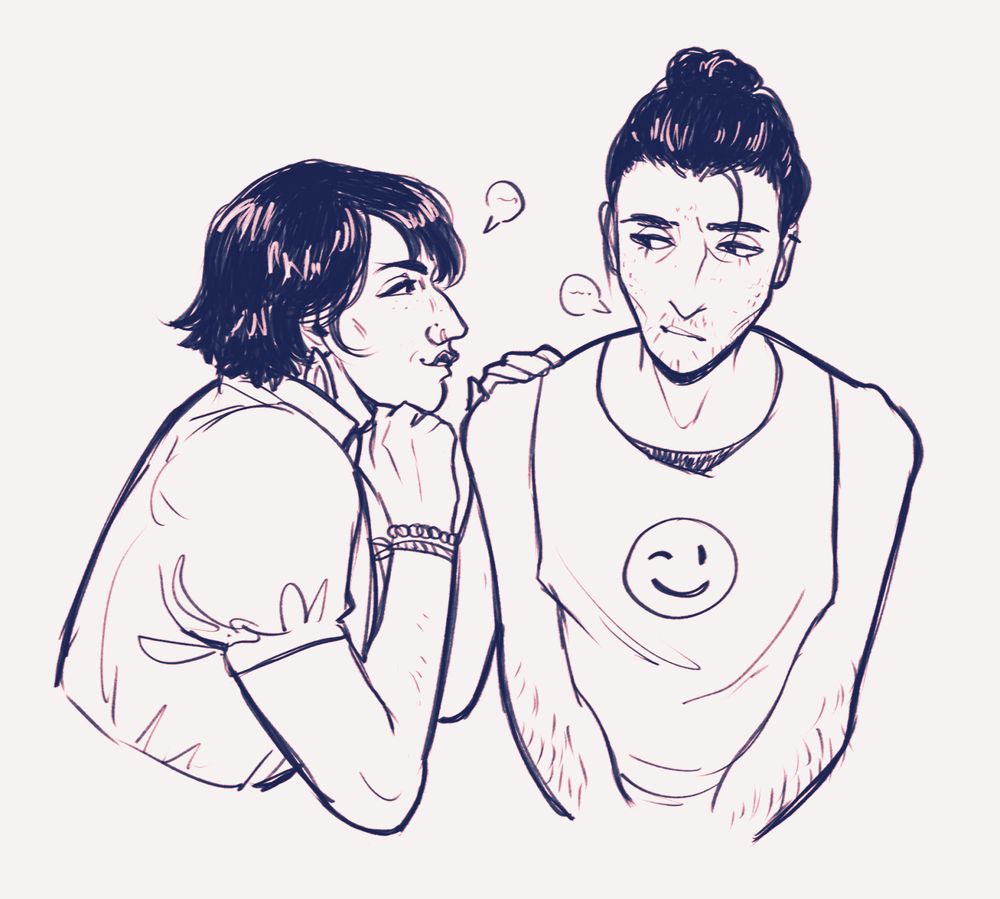 teenage Neve and Tarquin chatting about something