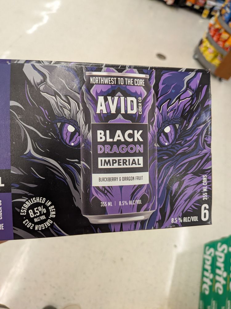 A 6 pack of avid black dragon imperial cider