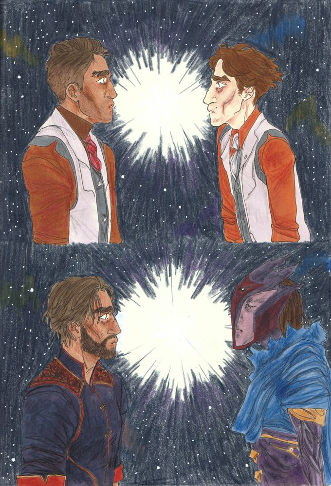 Top panel : young Academy days. Bottom panel : post-alternate timeline Jayce and Arcane Herald Viktor.