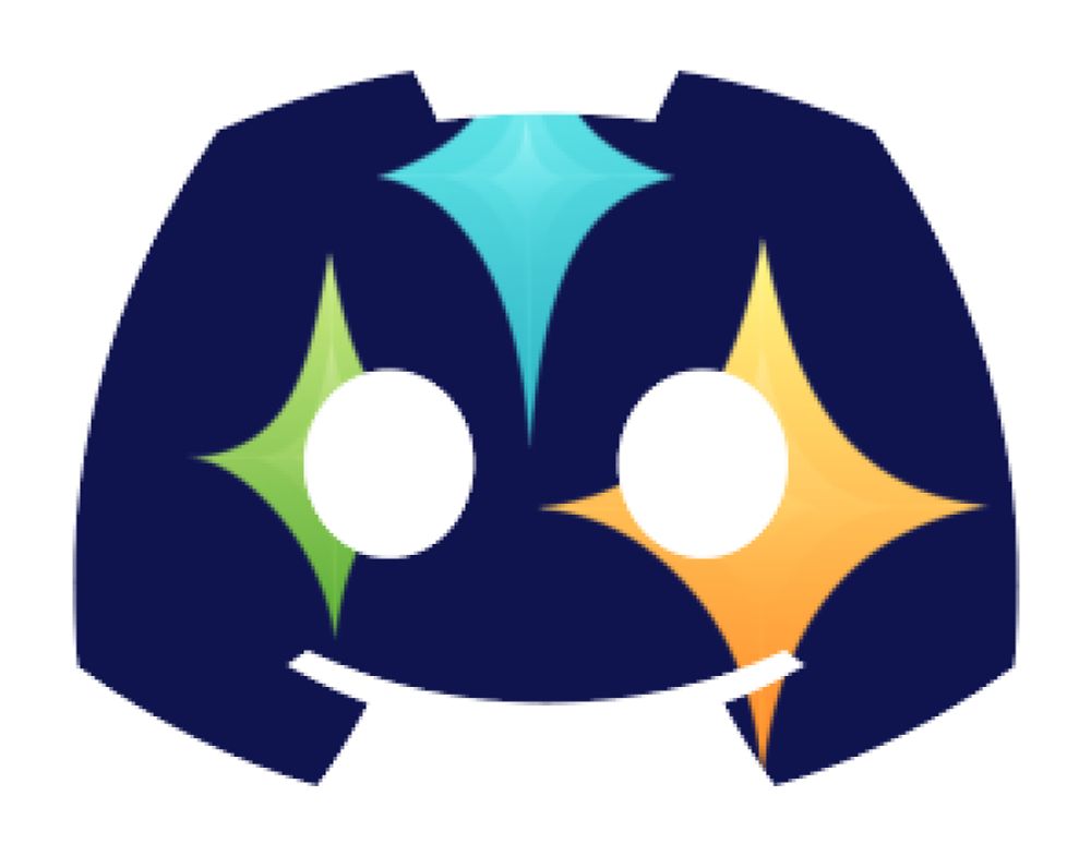 The Discord logo with colored sparkles inside.