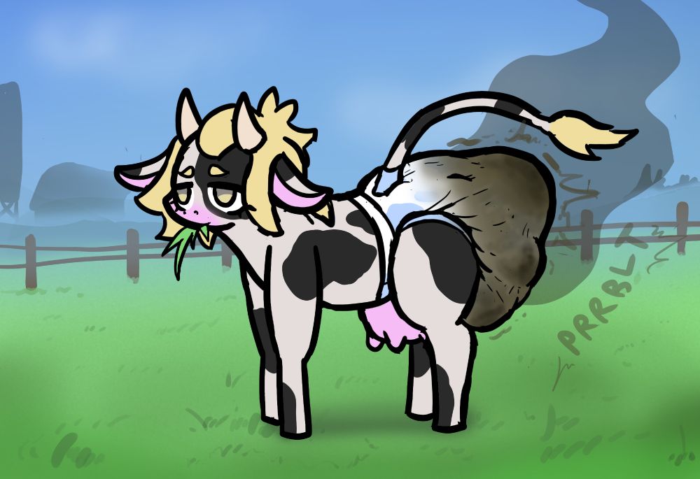 cow soiling a diaper