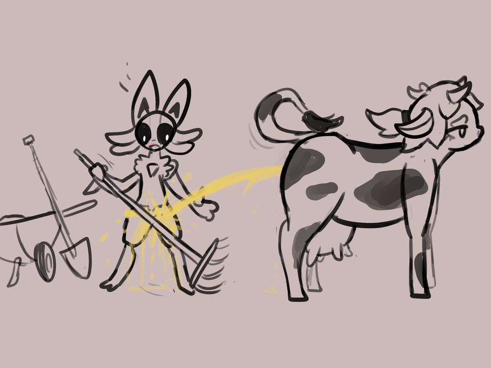 lucario getting pissed on by a cow