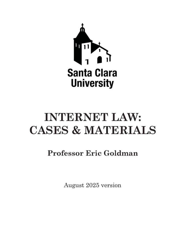 I’m pleased to announce the 2025 edition (16th edition) of my Internet Law casebook, Internet Law: Cases & Materials. The book is available in multiple formats: a PDF for $10, a Kindle ebook for $9.99...