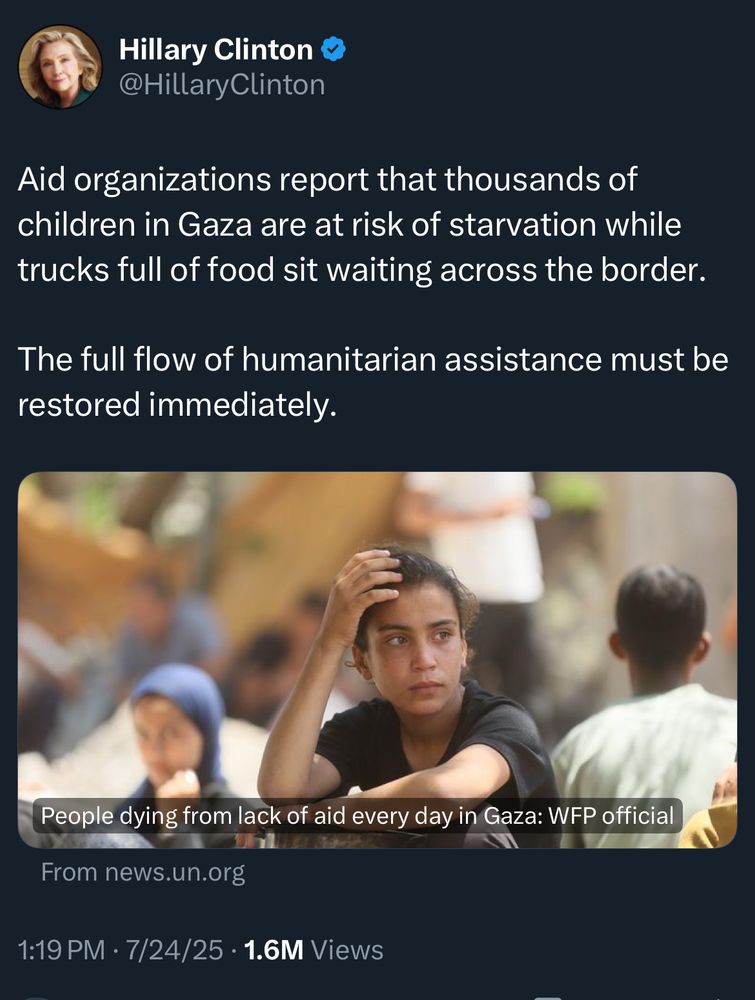 UN news from a day ago/ Hillary Clinton says aid is needed to stop Gaza children from starvation 