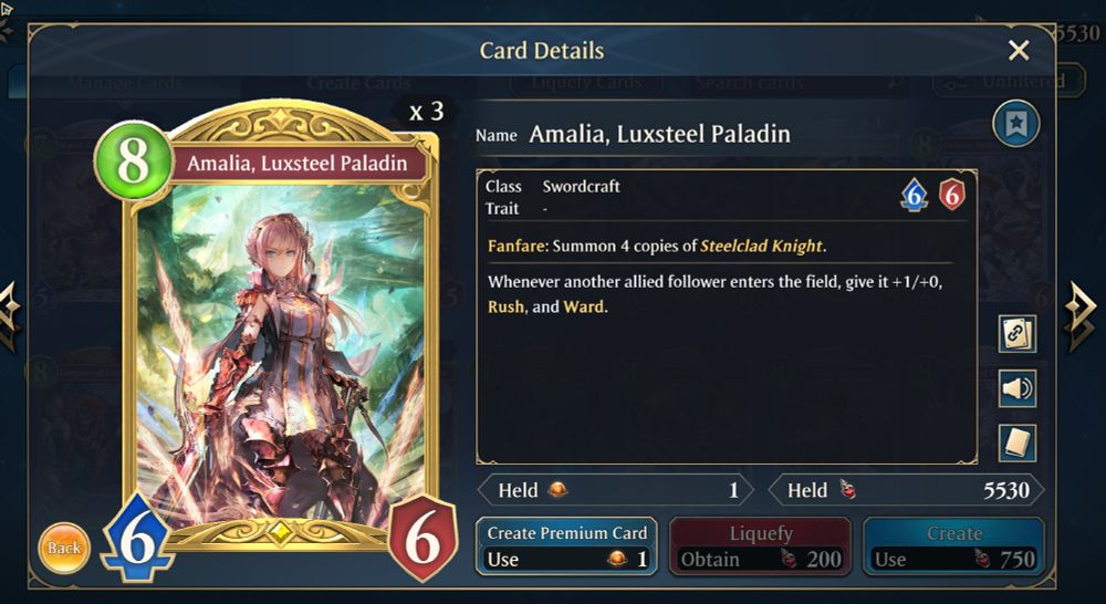 Amalia, Luxsteel Paladin.

A card from Shadowverse Worlds Beyond voiced by Casey Mongillo