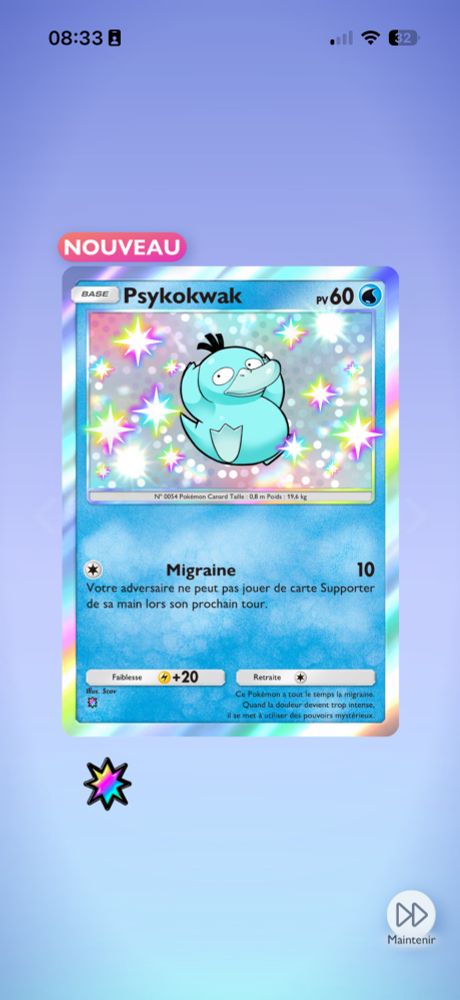 A shiny Psyduck card from Pokémon TCGP