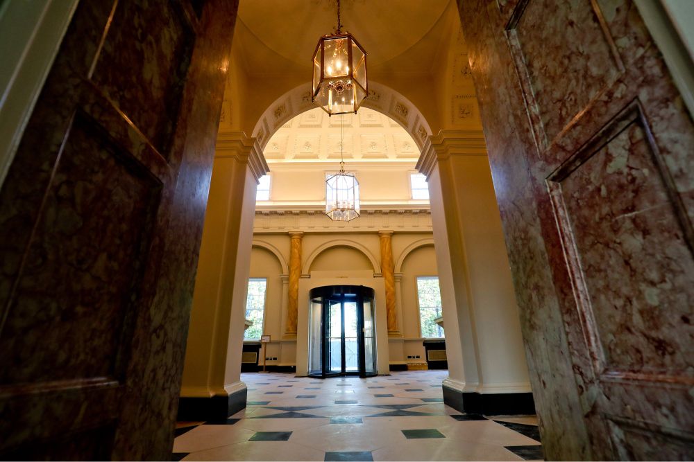 An image of the foyer or main hall of Leinster House.