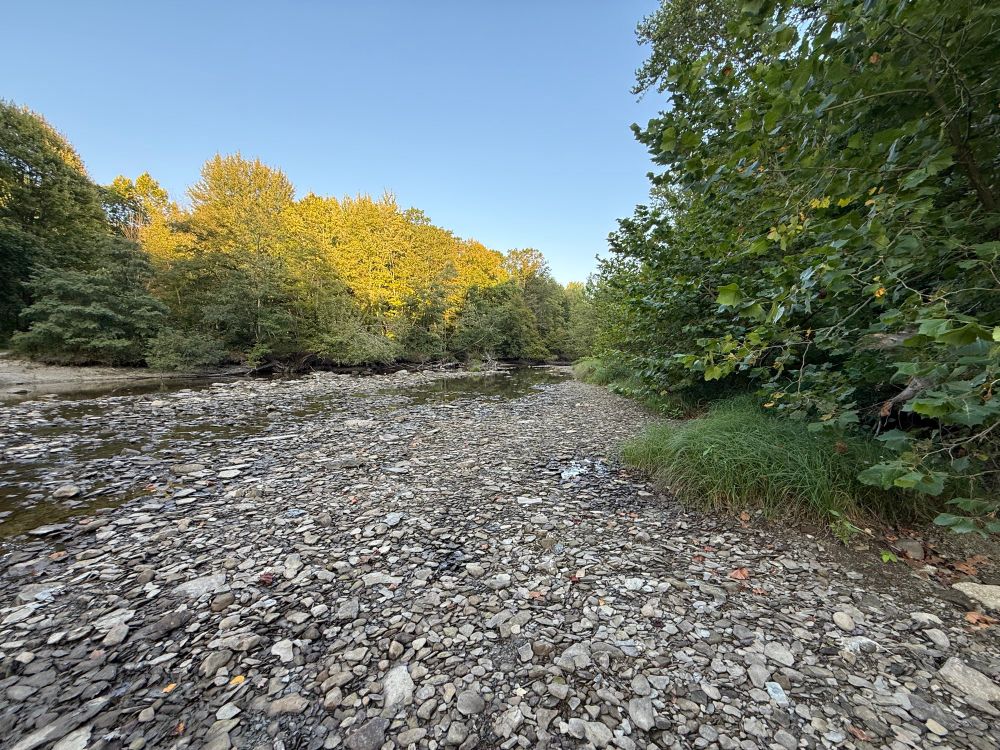 View of the Ashtabula River taken from Indian Trails Park while standing in the riverbed