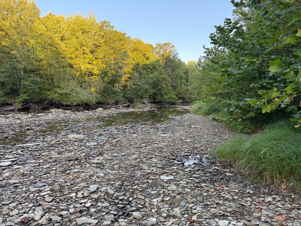 View of the Ashtabula River taken from Indian Trails Park while standing in the riverbed
