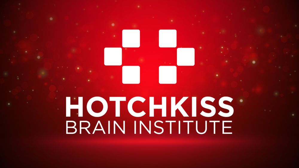 Image of the Hotchkiss Brain Institute logo over a red background.
