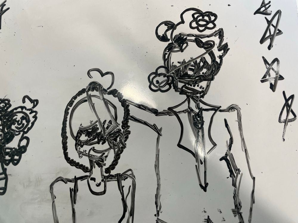 CHARACTERS (-->): Peach Masterson(YDKJOC) Cookie Masterson(YDKJ)
drew this cus i was bored. i like drawing these 2wo together. stars are from my goated german teacher because i correctly translated some phrases