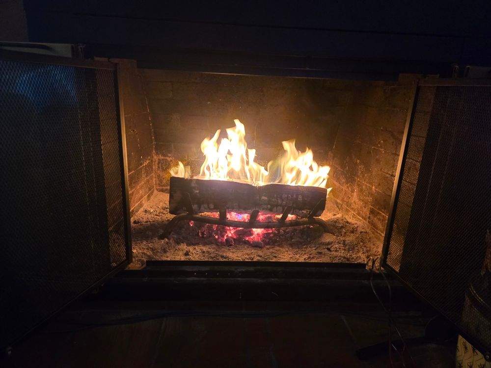 A lovely fire, inviting you to pause, unclench your jaw, and take a deep breath. 