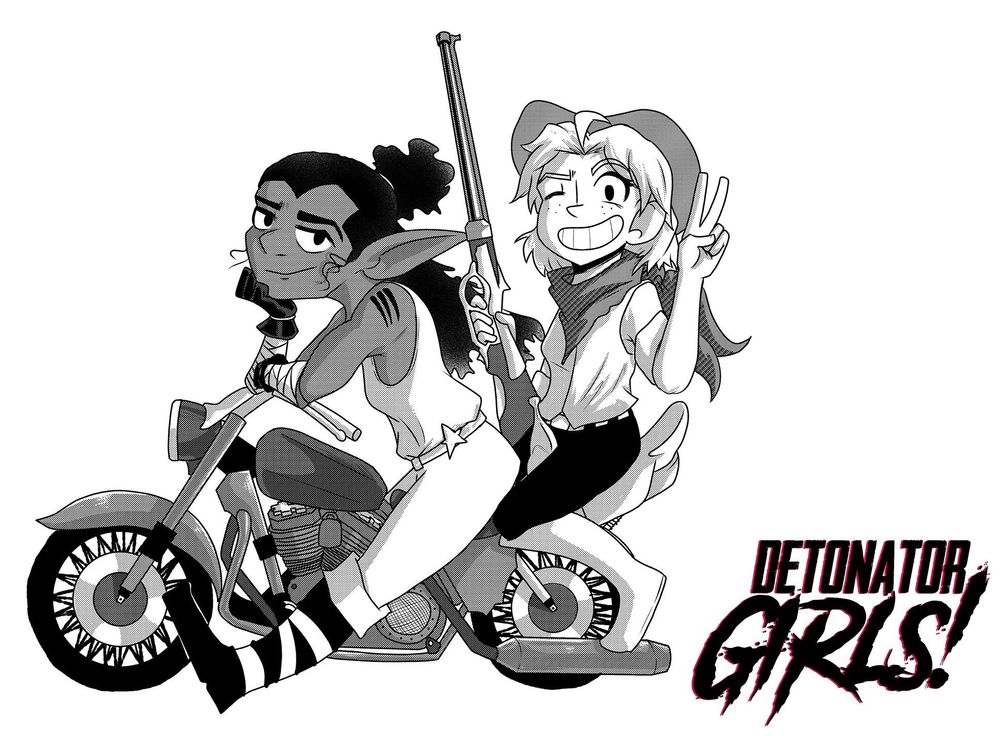 Clara and Noelle on the back of their motorbike 