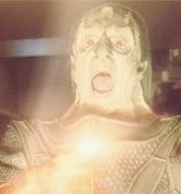 Gul Dukat with his mouth wide open about to burned alive in the Fire Caves of Bajor.