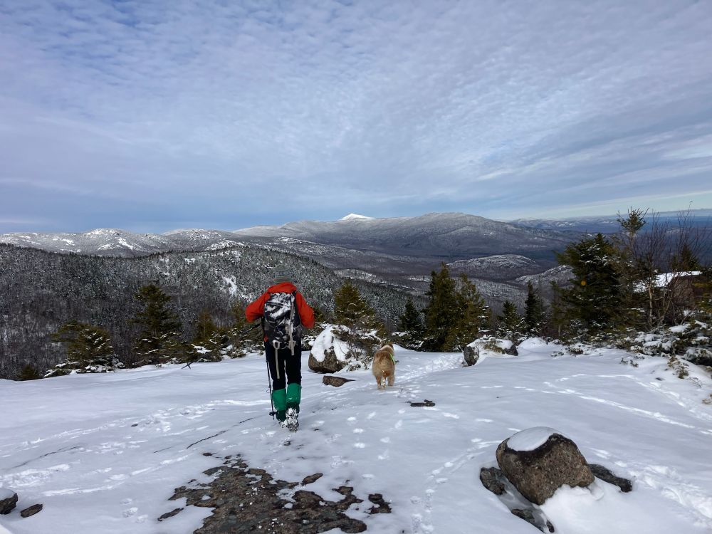 Sunny day atop Blueberry Mountain. Approach from Marcy Field