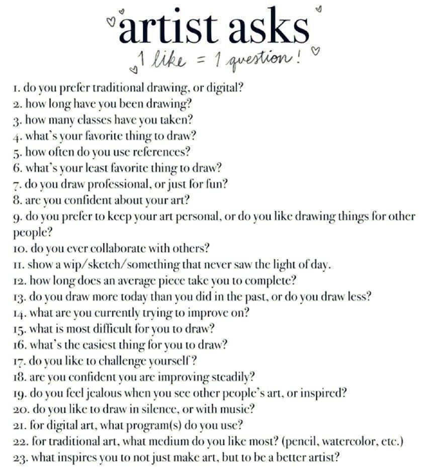 Artist asks: 1 like = 1 question! 
