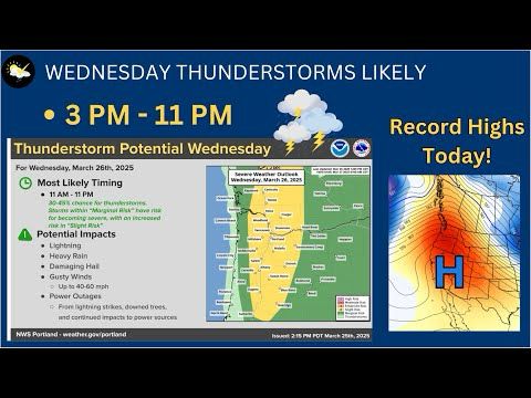 NW Wednesday Thunderstorms Likely