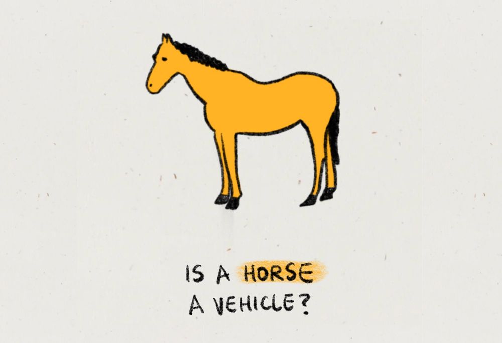 A picture of a horse and the question: "Is a horse a vehicle?"
