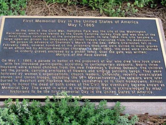May 30, 1868 is cited as the 1st national commemoration of Memorial Day but African Americans in South Carolina started decorating graves of fallen soldiers three years prior on May 1, 1965