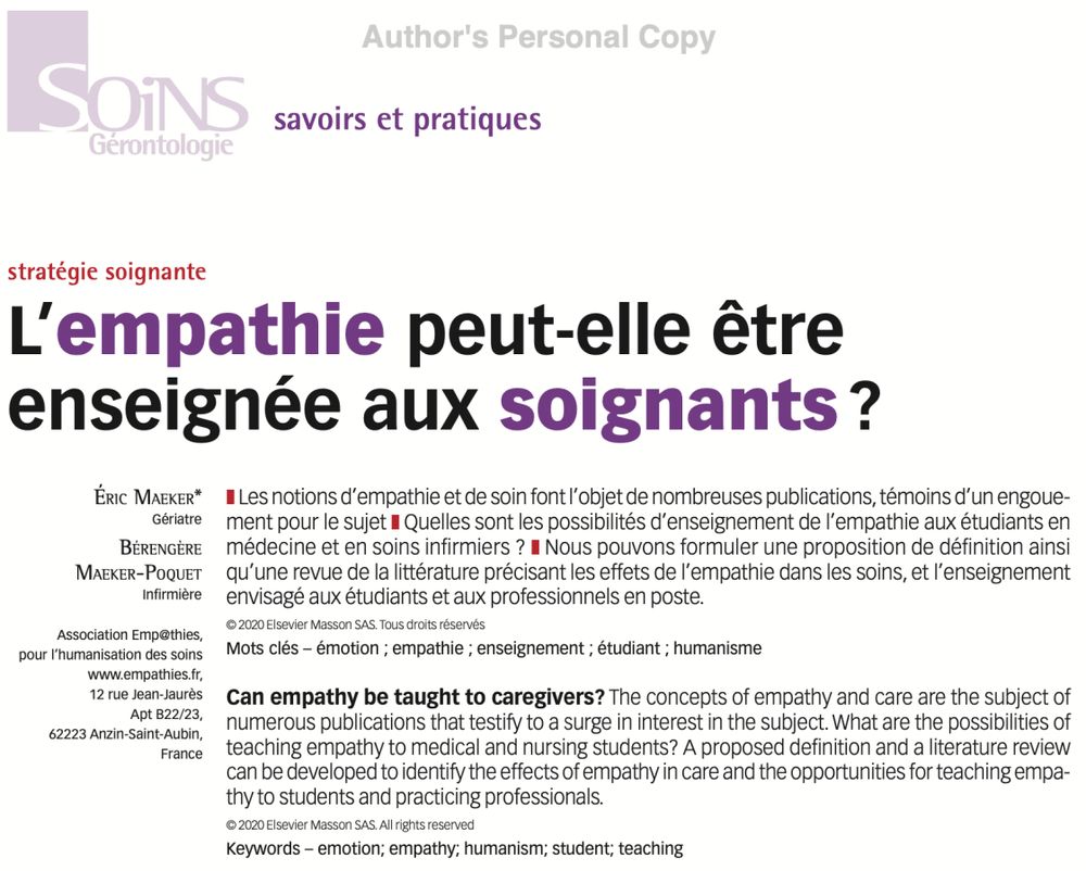 L’empathie peut-elle être enseignée aux soignants ?