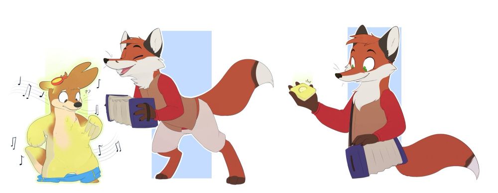 Art of a fox turning an otter into a lemon bar