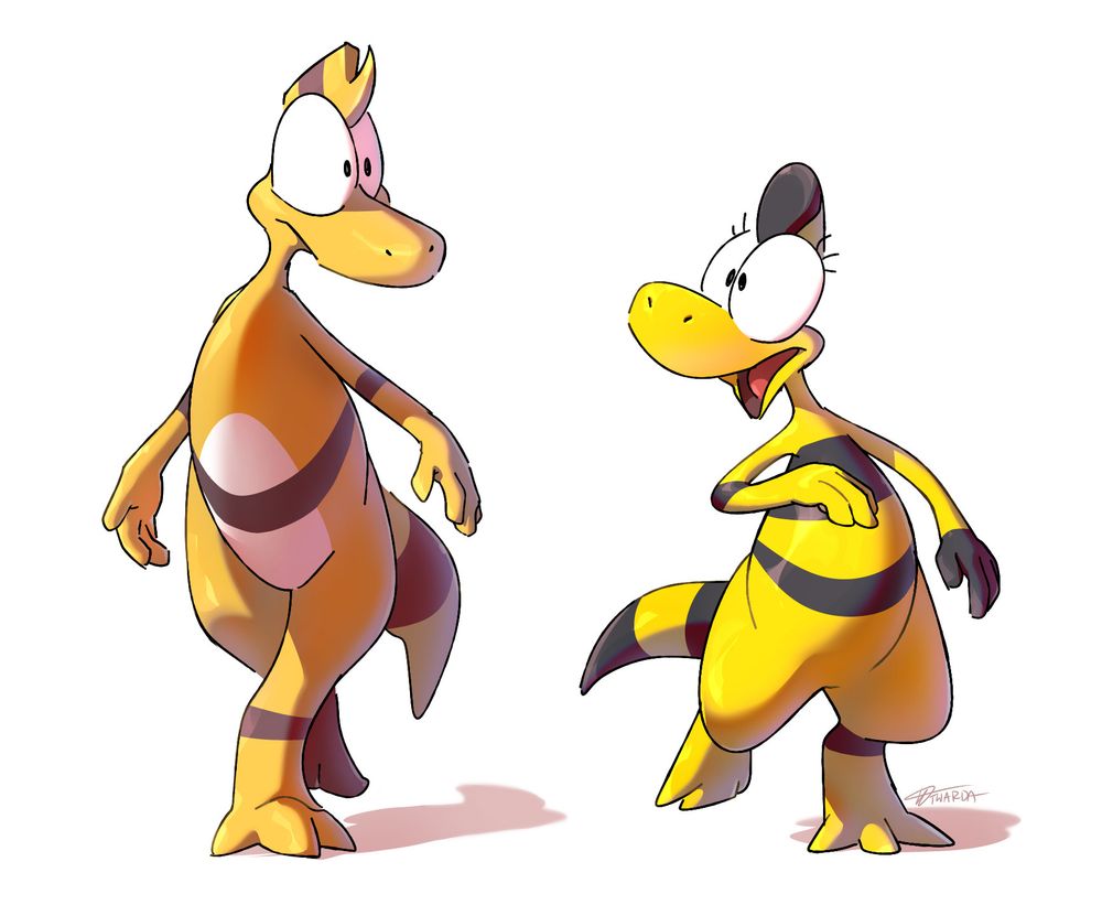 Artwork of Zid and Zniw the dinosaurs, from Zid Journey and Zniw Adventure despectively