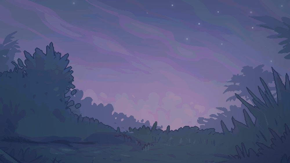 Starry nighttime background from Zid Journey's language select screen