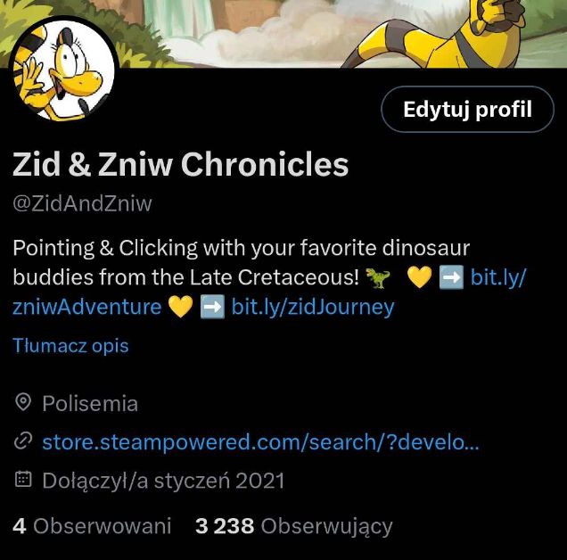 Zid and Zniw official Twitter account, showing 3238 followers
