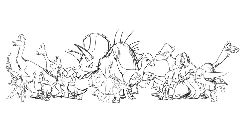 Early designs of Zniw Adventure cast
