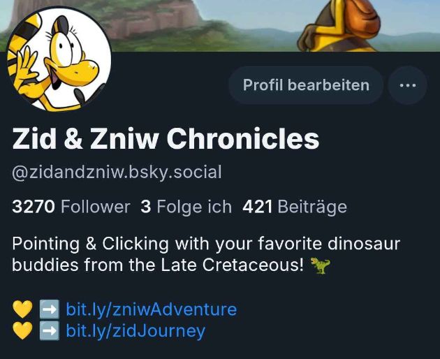 Official Zid and Zniw Bluesky account, showing 3270 followers