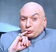 A picture of Dr Evil from Austin Powers holding his pinkie up to his mouth