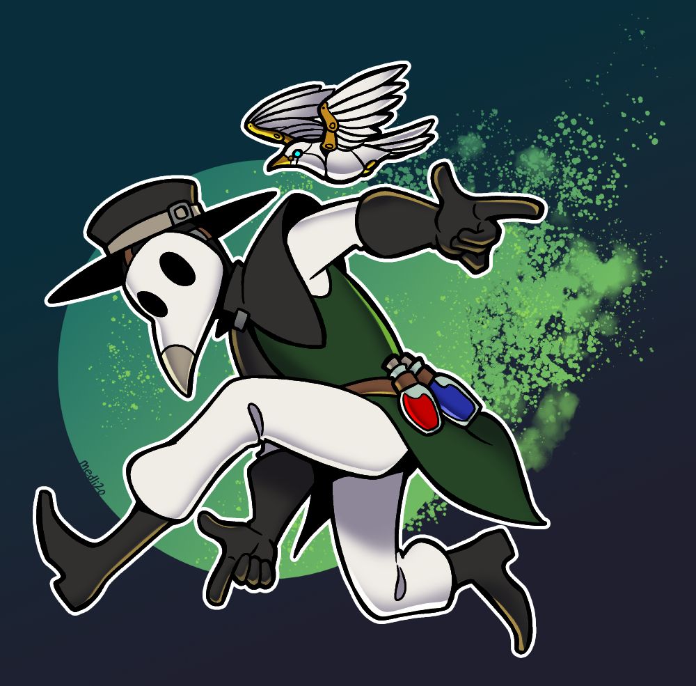 Dr. Cornelius Sauer M.D., the plague doctor, in the Sonic Adventure pose.