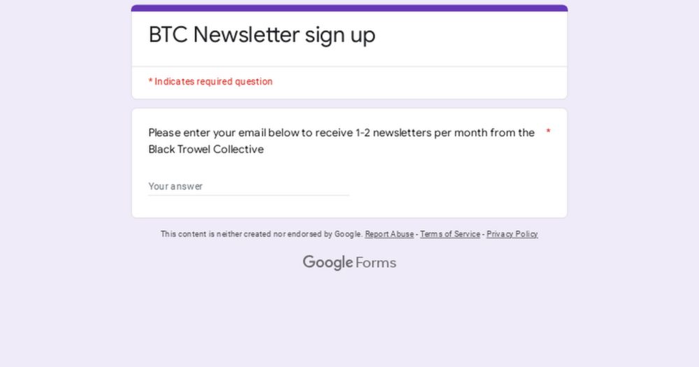 BTC Newsletter sign up