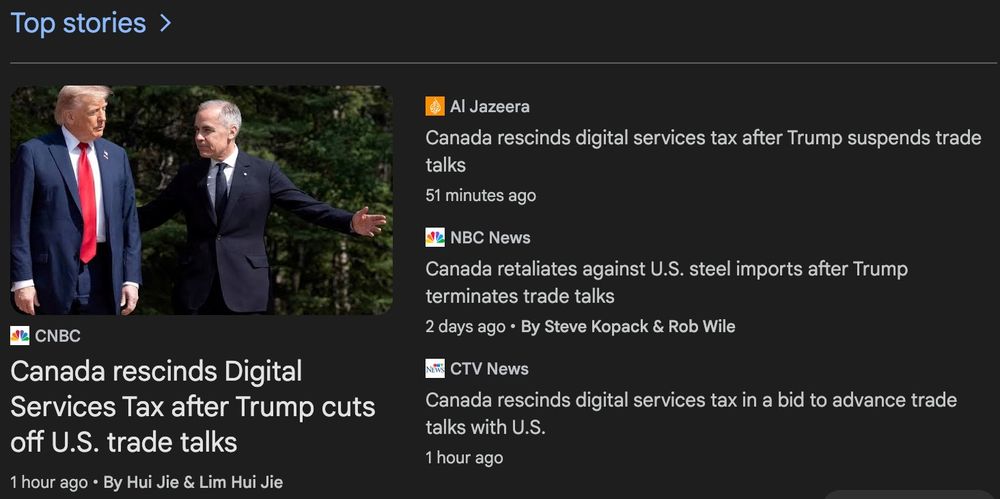Headlines: Canada rescinds the 3% Digital Services Tax