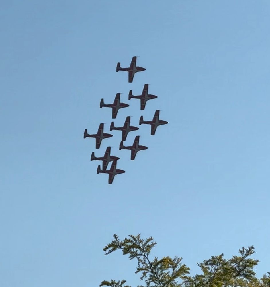 The Canadian Forces #Snowbirds aerobatic team flying over Victoria, BC, Canada.