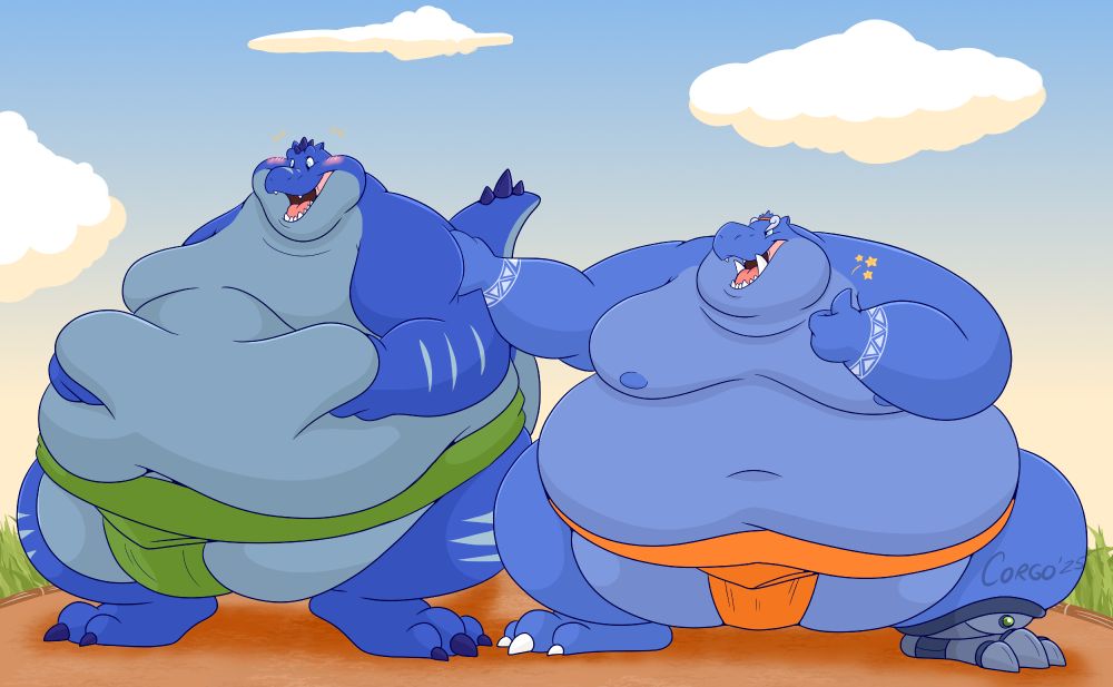 Gargosaur Lexal in a new sumo-sized form ready to spar with Coach Curt.