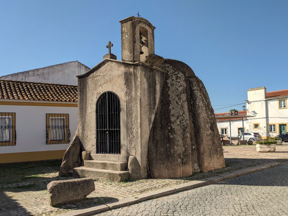 A dolmen-chapel - a prehistoric tomb that's been turned into a Christian chapel