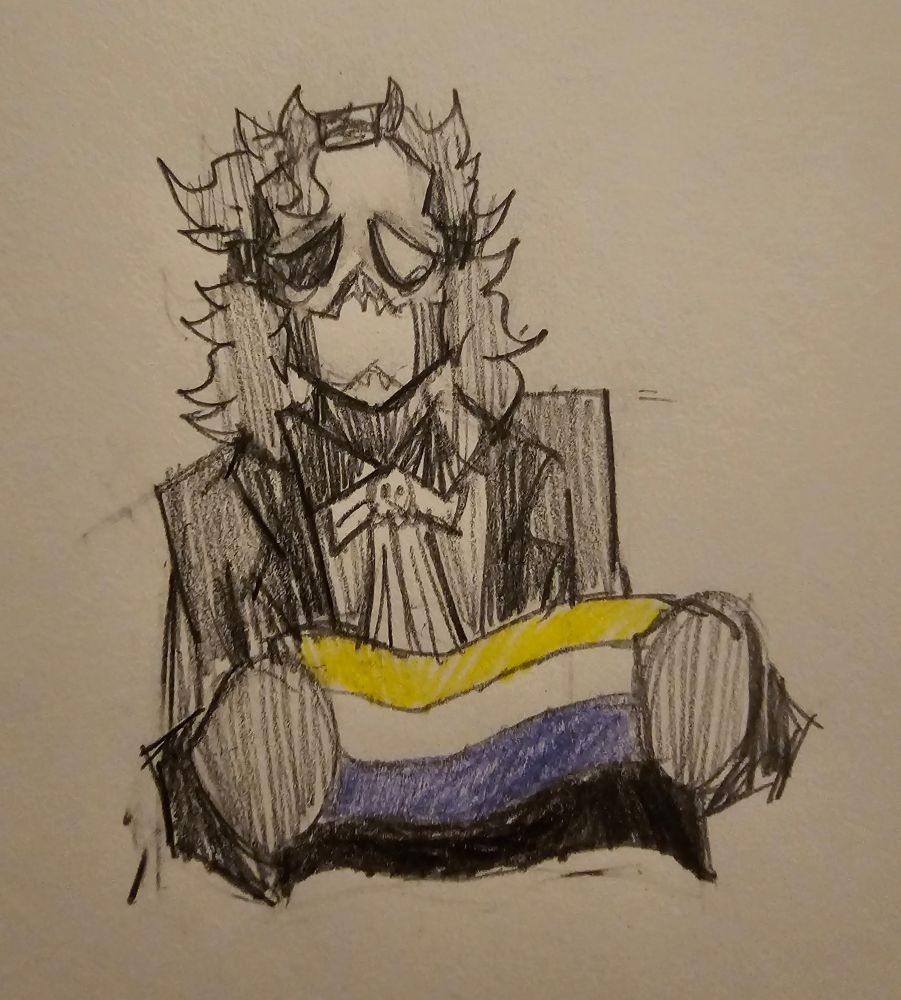 Papa V Perpetua holding the non binary flag