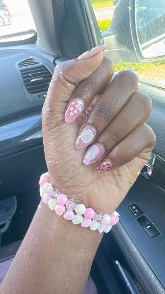 pink nail set