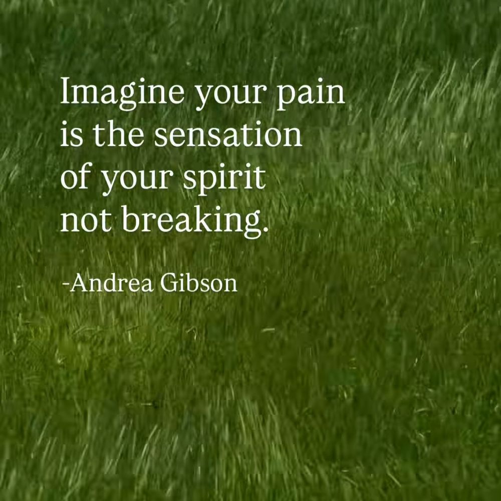 Imagine your pain
is the sensation
of your spirit
not breaking.

-Andrea Gibson
