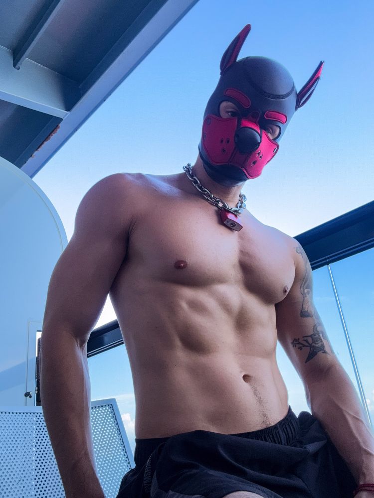 Muscle pup outside 