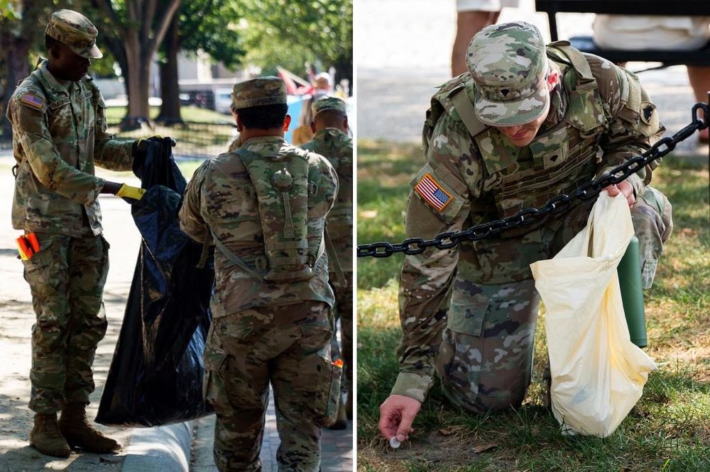National Guard troops deployed to the nation’s capital are cleaning it up — literally.
